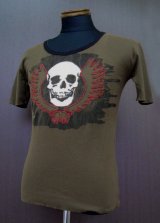 画像: Yak & Heti Skull-Wing 刺繍Tee -DarkBrown