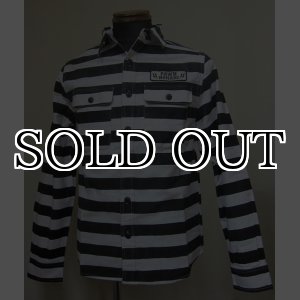 画像: PAWN(パウン)PRISONER SHIRTSボーダーシャツ-Black【送料無料】 