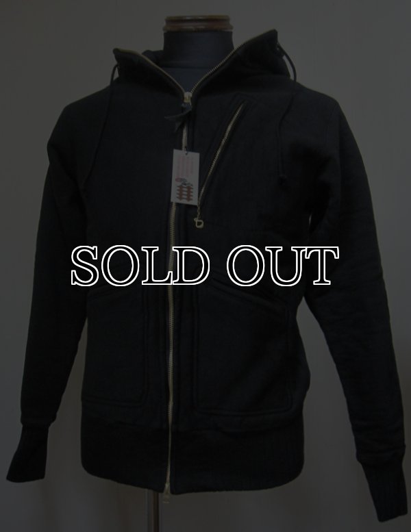 画像1: ウエストライド(WESTRIDE)無地FULL ZIP HOODIEフルジップスウェットパーカ -BLK【送料無料】