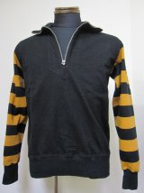 画像: ウエストライド(WESTRIDE) 15SS HALF ZIP MC JERSEY PLAIN 無地ハーフジップップ・袖ボーダースウェット-MSTD/BORDER【送料無料】 