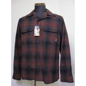 画像: FUCT(ファクト) SSDD OMBRE CHECK L/S SHIRT　4304開襟長袖シャツ-RED【送料無料】