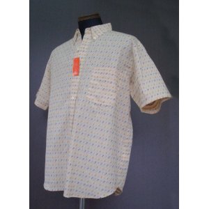 画像: Orange Mini Square  Short Sleeve Shirts -Beige