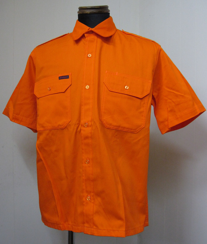 画像1: マスコット(MASCOT)半袖ワークシャツ-Orange 
