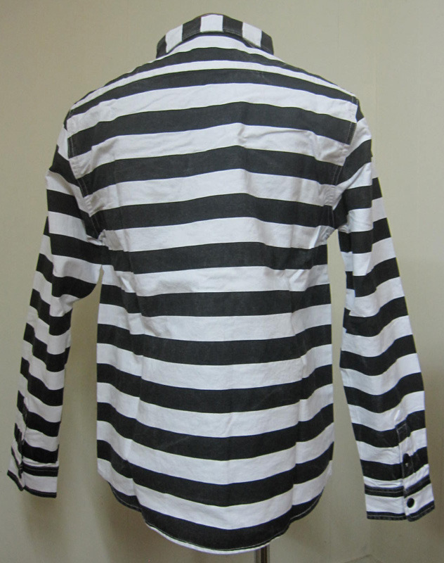 画像: PAWN(パウン)PRISONER SHIRTSボーダーシャツ-Black【送料無料】 