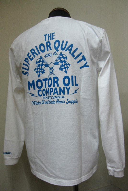 画像: アコースティック(ACOUSTIC)MOTOR OIL COMPANY長袖TEEシャツ -WHITE