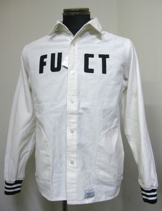 画像1: FUCT(ファクト) VARSITY L/S SHIRT長袖シャツ-WHITE【送料無料】