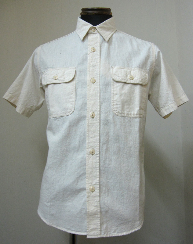 画像1: シュガーケーン(Sugarcane)フラップ付シャンブレー・ワークシャツ半袖SC35875A‐401WhtA
