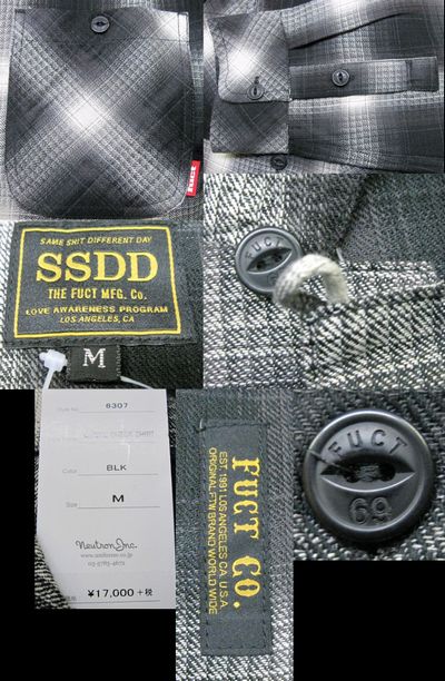 画像: FUCT(ファクト) FUCT SSDD OMBRE CHECK SHIRT 6307開襟長袖シャツ【送料無料】 