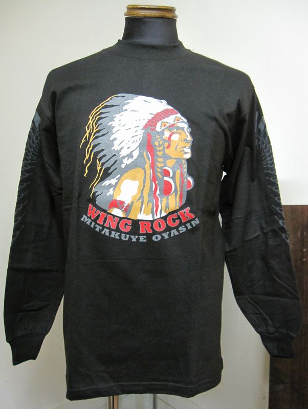 画像1: ウイングロック(Wingrock) No.009　INDIAN長袖TEEシャツ・ロングスリーブ-BLACK-Mサイズ