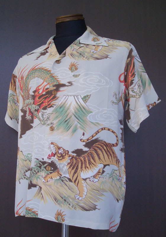 画像1: SUNSURF Fighting Dragon & Tiger Shirts S/S　-Gray