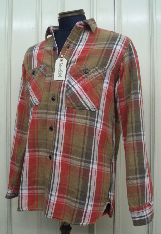 画像1: SugarCane Cotton Flannel Work Shirts Red