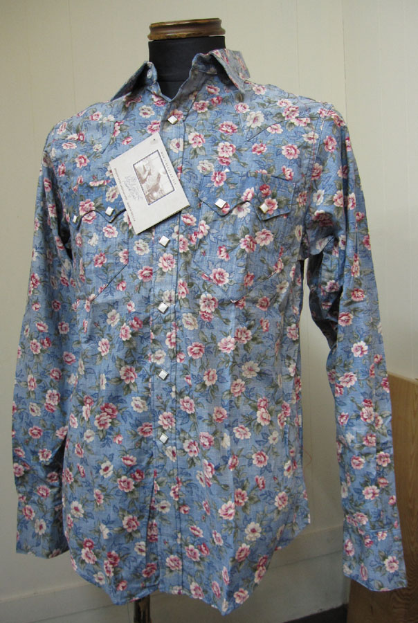画像1: Deadstock Rockmount(ロックマウント) Flower Western Shirts　-Blue【送料無料】 