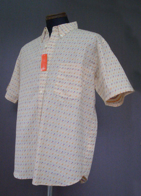 画像1: Orange Mini Square  Short Sleeve Shirts -Beige
