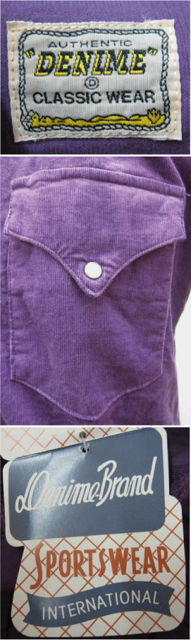 画像: Orizzonti - Denime(ドゥニーム) コーデュロイ・ウエスタン半袖シャツ - Purple 